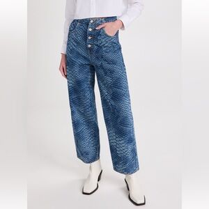 MM6 Margiela Snake Print high waisted barrel jeans